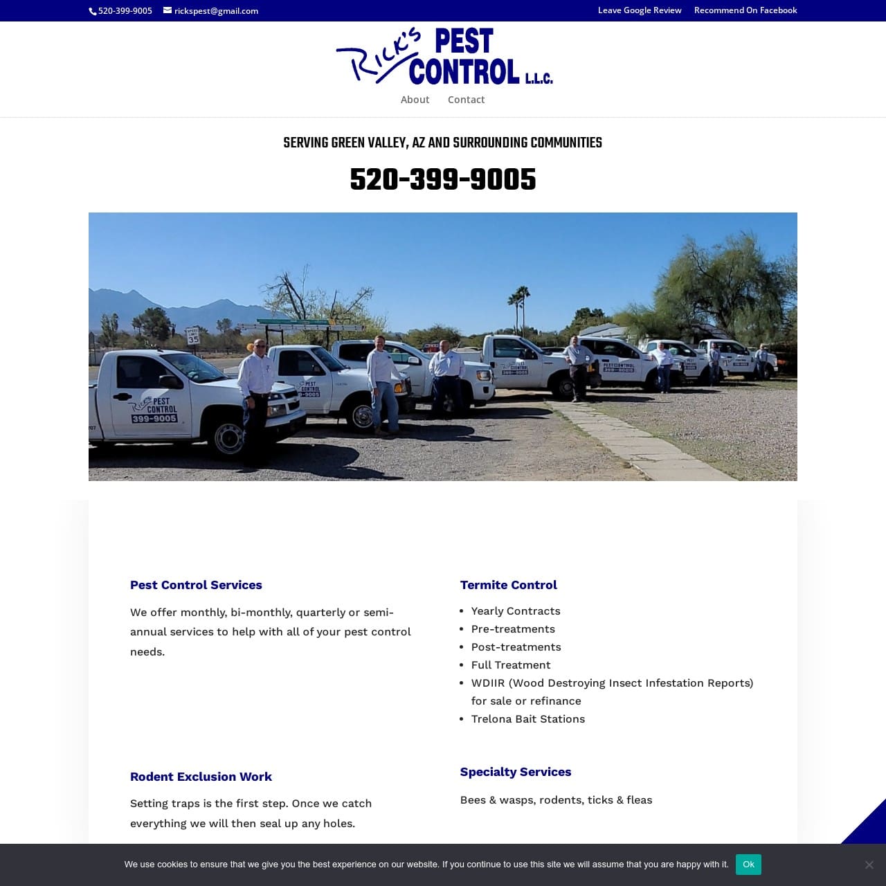Unleash the power of over 30 years of expertise as Rick's Pest Control AZ partners with Shield Bar Marketing to create their first landing page and set up their Google My Business profile, providing reliable pest control services recommended by local businesses.