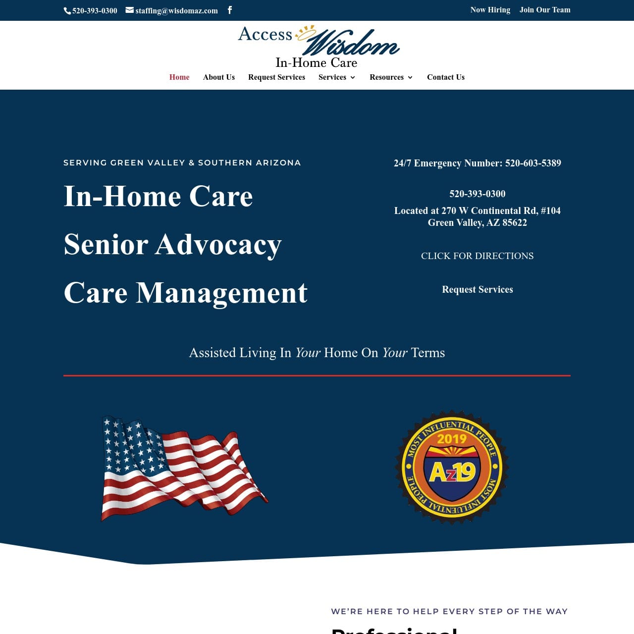 WISDOM AZ Portfolio: Witness the transformation as we revamp Access Wisdom In-Home Care's website, providing a secure and seamless online platform for an elevated care experience.