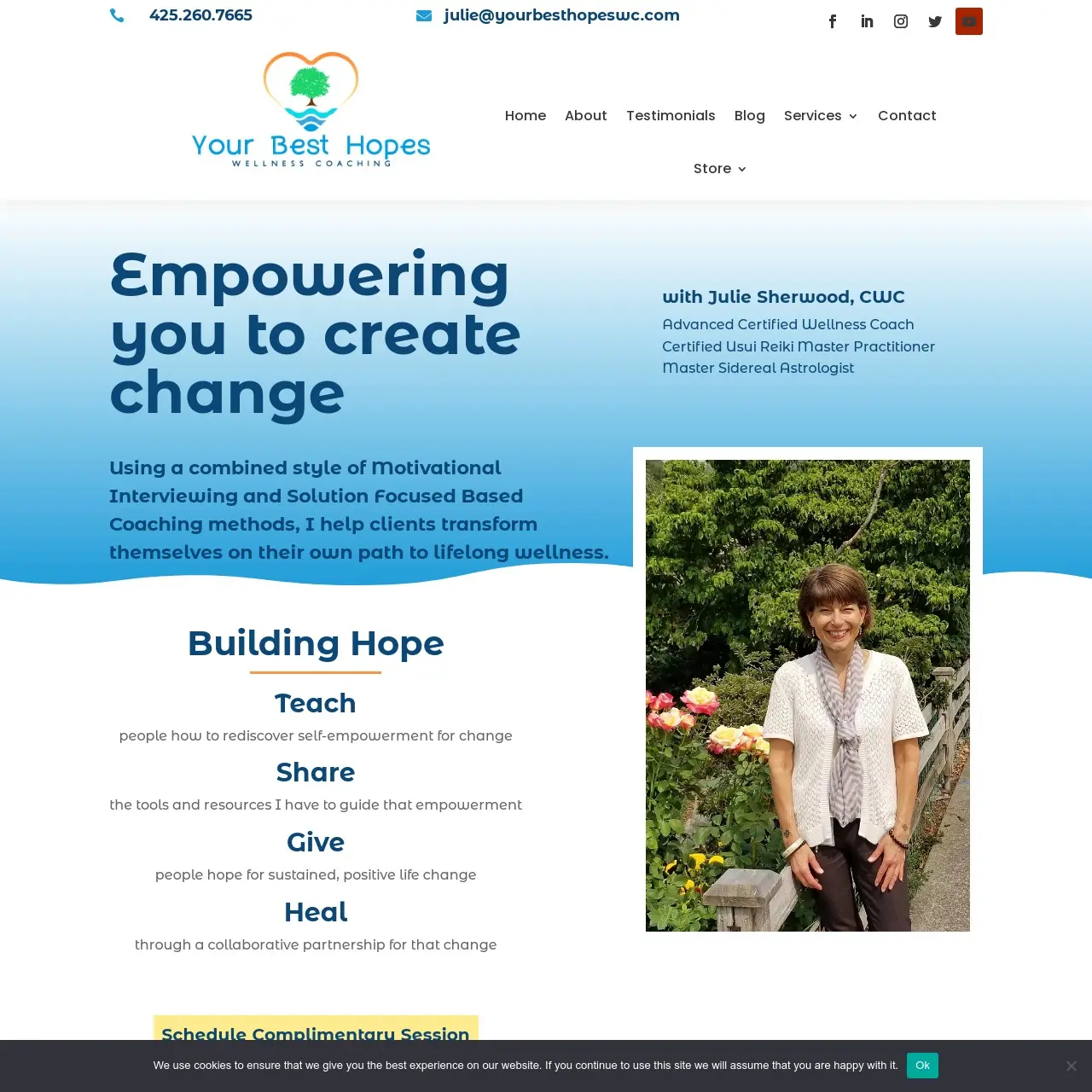 Your Best Hopes Wellness Coaching Portfolio: Embrace wellness and transformation with a user-friendly website and a new logo symbolizing renewed well-being, crafted by Shield Bar Marketing.