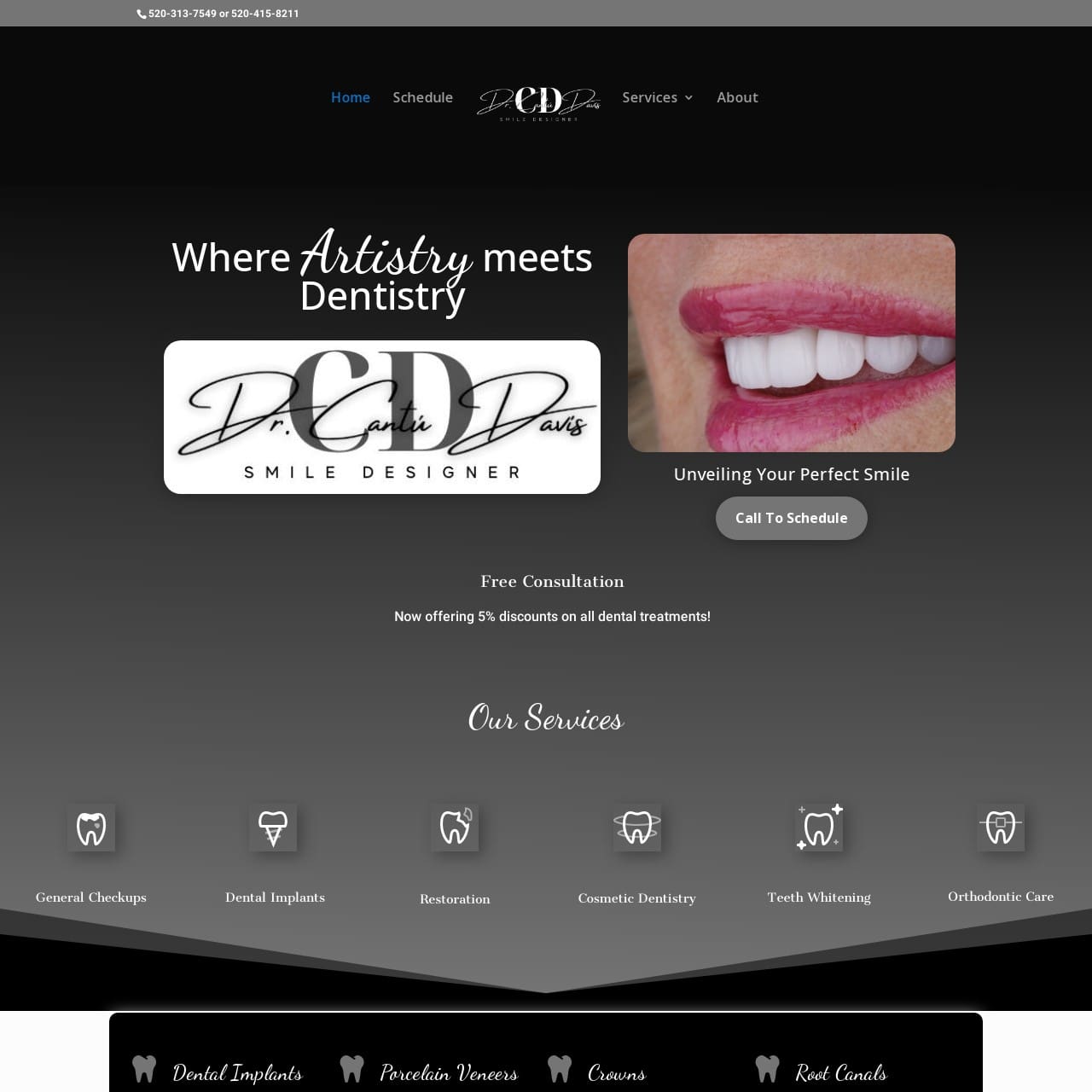 Premier Nogales Dentist Website Design Shield bar Marketing Portfolio