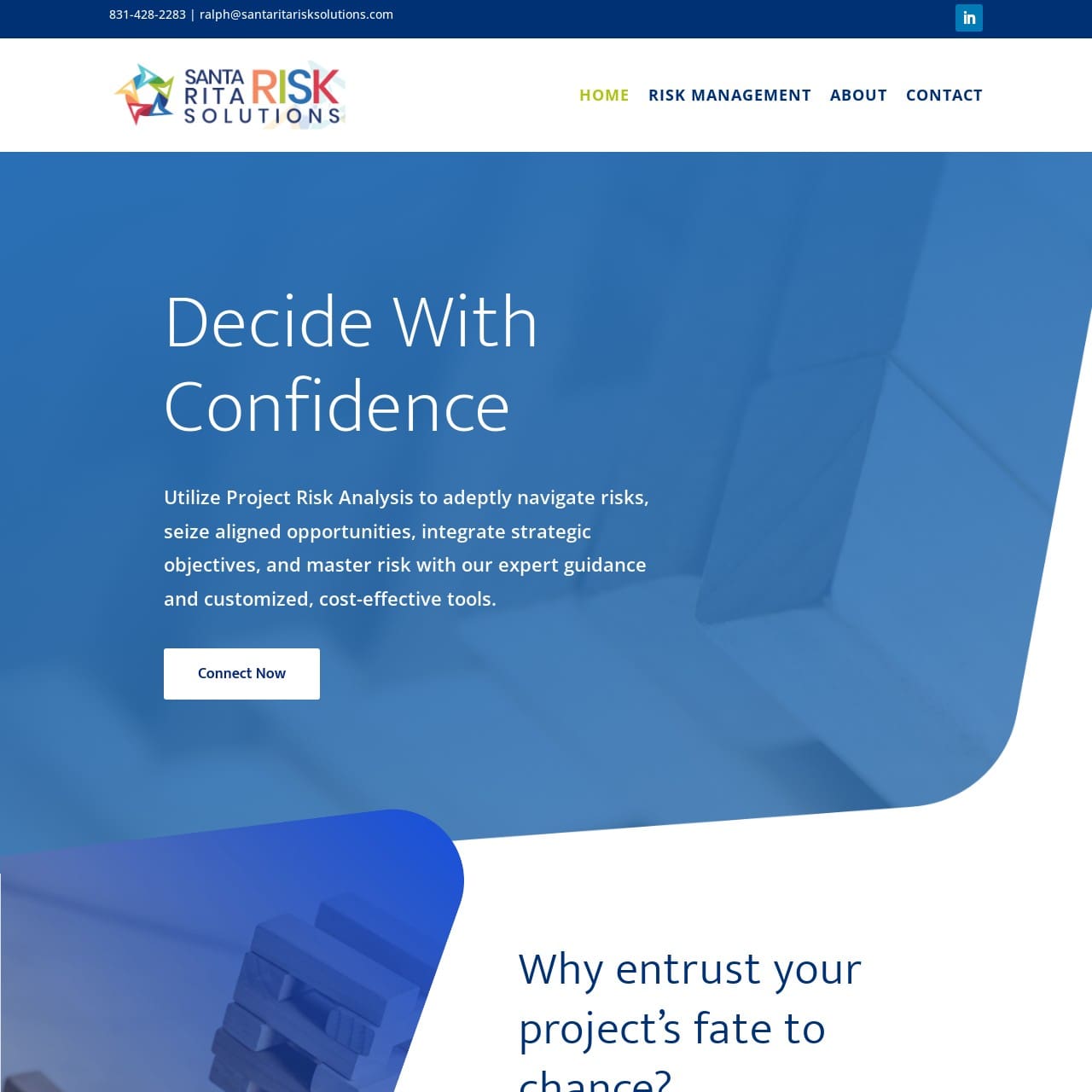 Santa Rita Risk Solutions Website Design Shield bar Marketing Portfolio