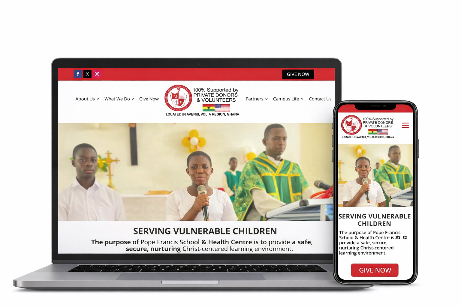 Pope Francis School - New Website Design